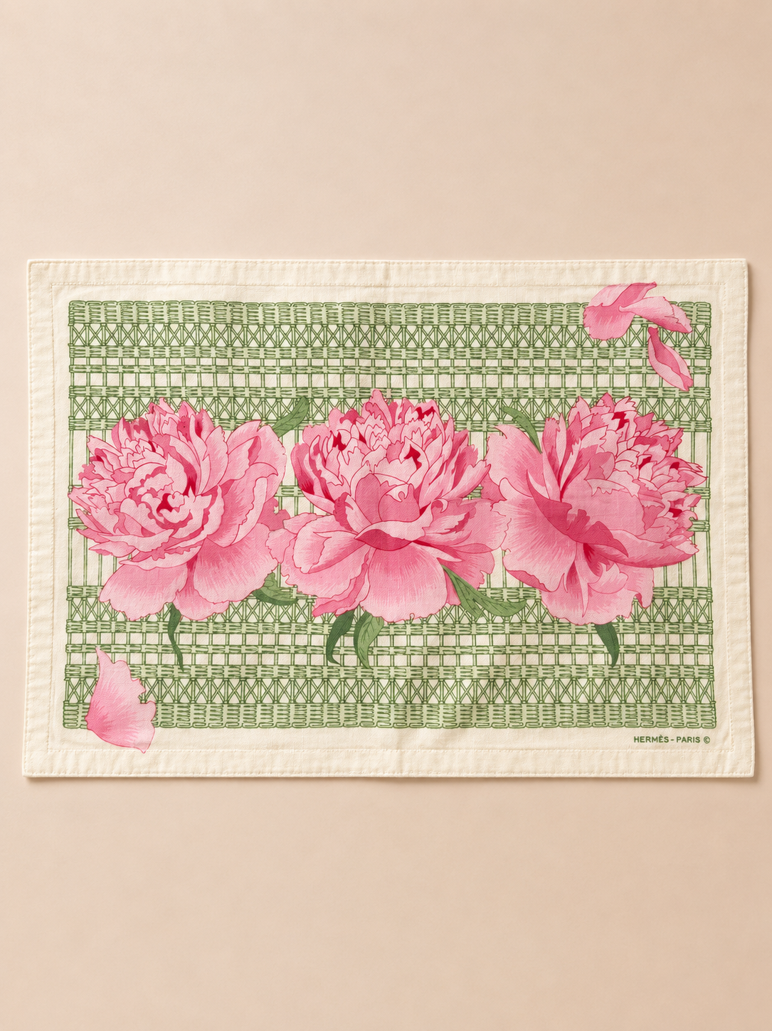 Hermès Les Pivoines Placemats & Napkins (Set of 5) - circa 1990's